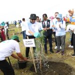 Bupati Cilacap Tatto Suwarto Pamuji turut serta melakukan enanaman 1.000 Pohon Cemara Laut di Pantai Bunton Kecamatan Adipala.